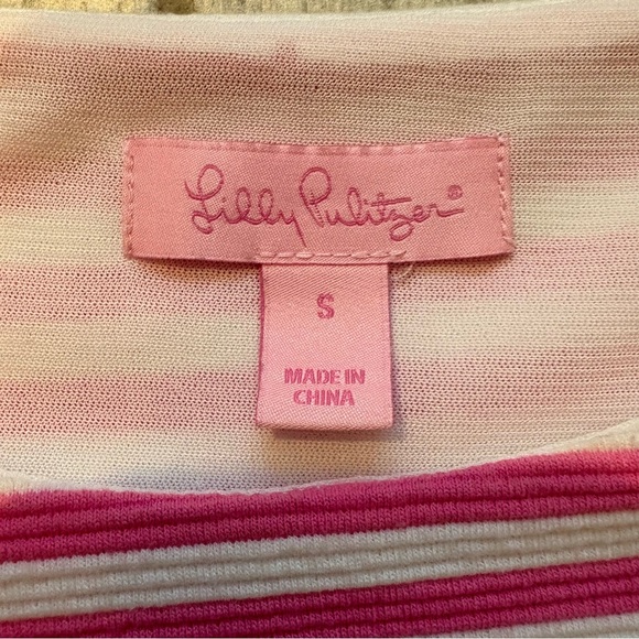 Lilly Pulitzer Whiting Hotty Pink Ottoman Stripe Cut Out Jersey Shift Dress,Sz 6 - Picture 14 of 15
